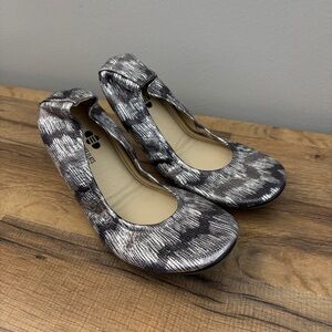 The Storehouse Flats Leather Slip On Ballet Shoes Tinsel Twinkle Black Silver